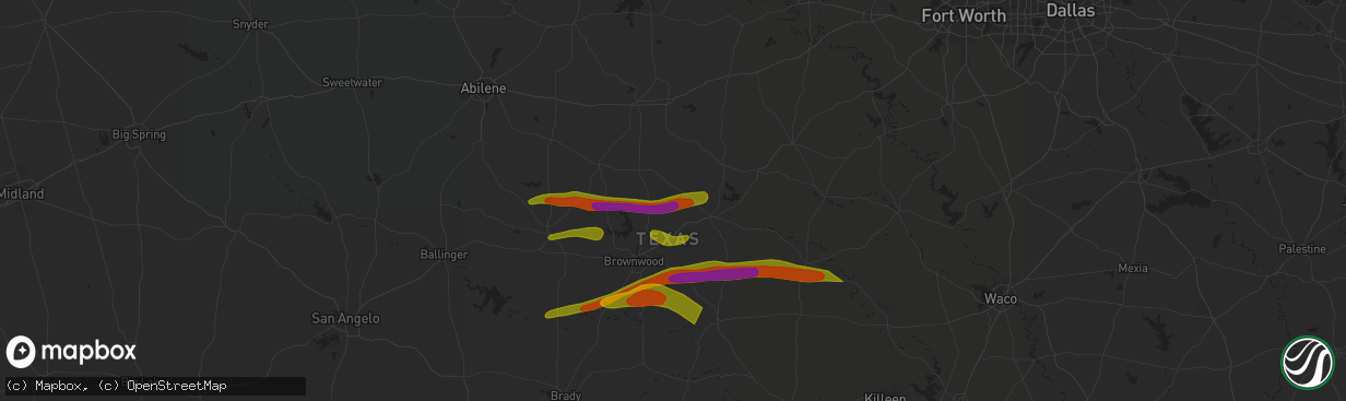 Hail map in Sidney, TX on May 4, 2023