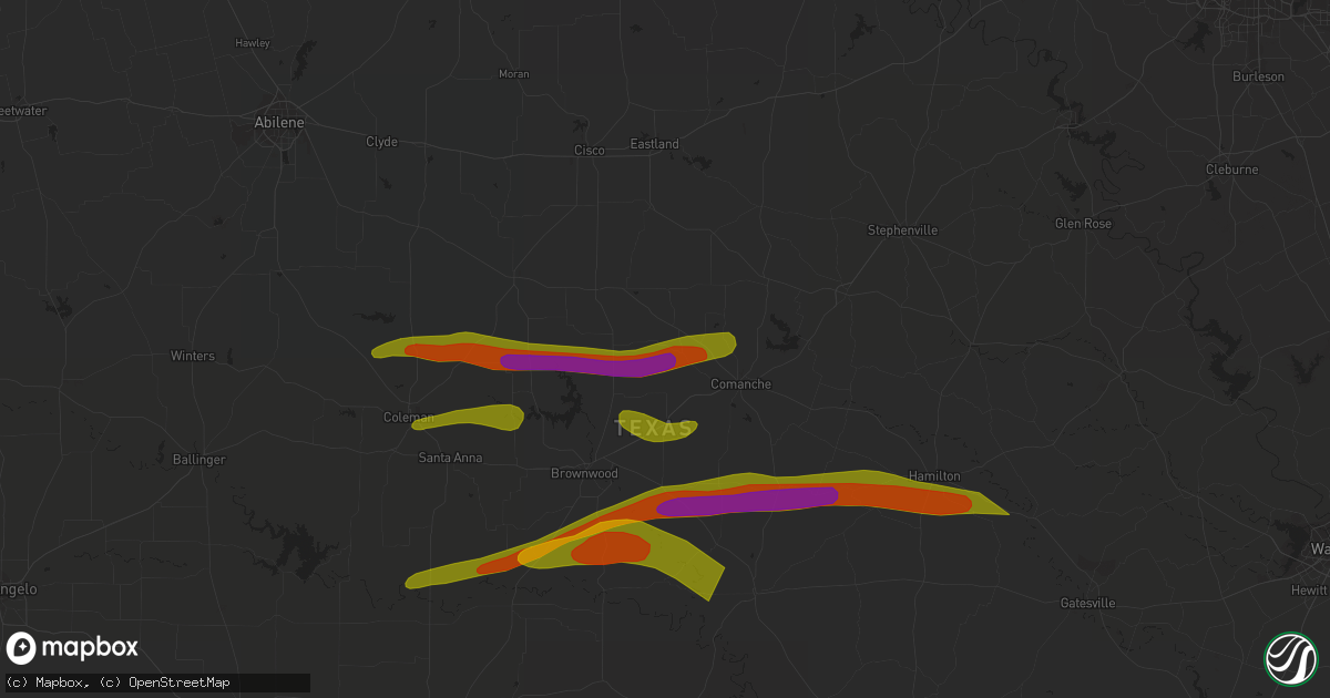 Hail map in Sidney, TX on May 4, 2023