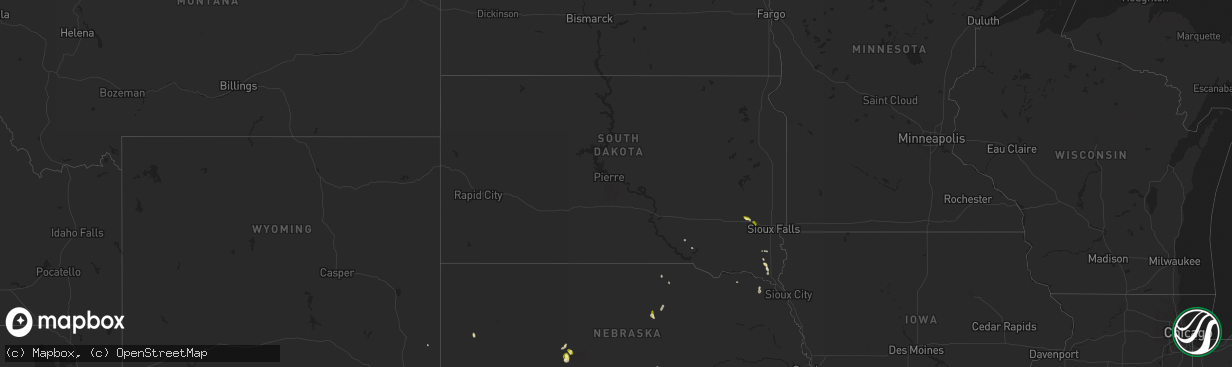 Hail map in South Dakota on May 4, 2023