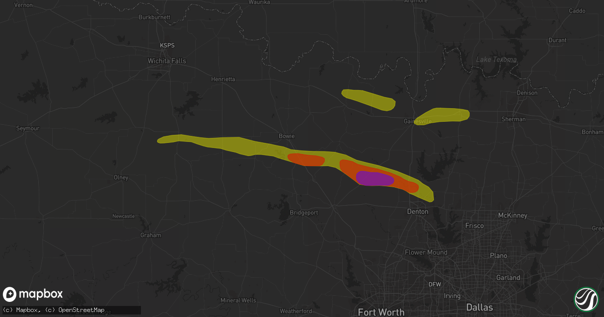 Hail map in Sunset, TX on May 4, 2023