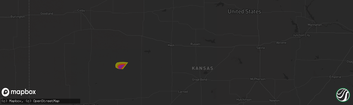 Hail map in Utica, KS on May 4, 2023