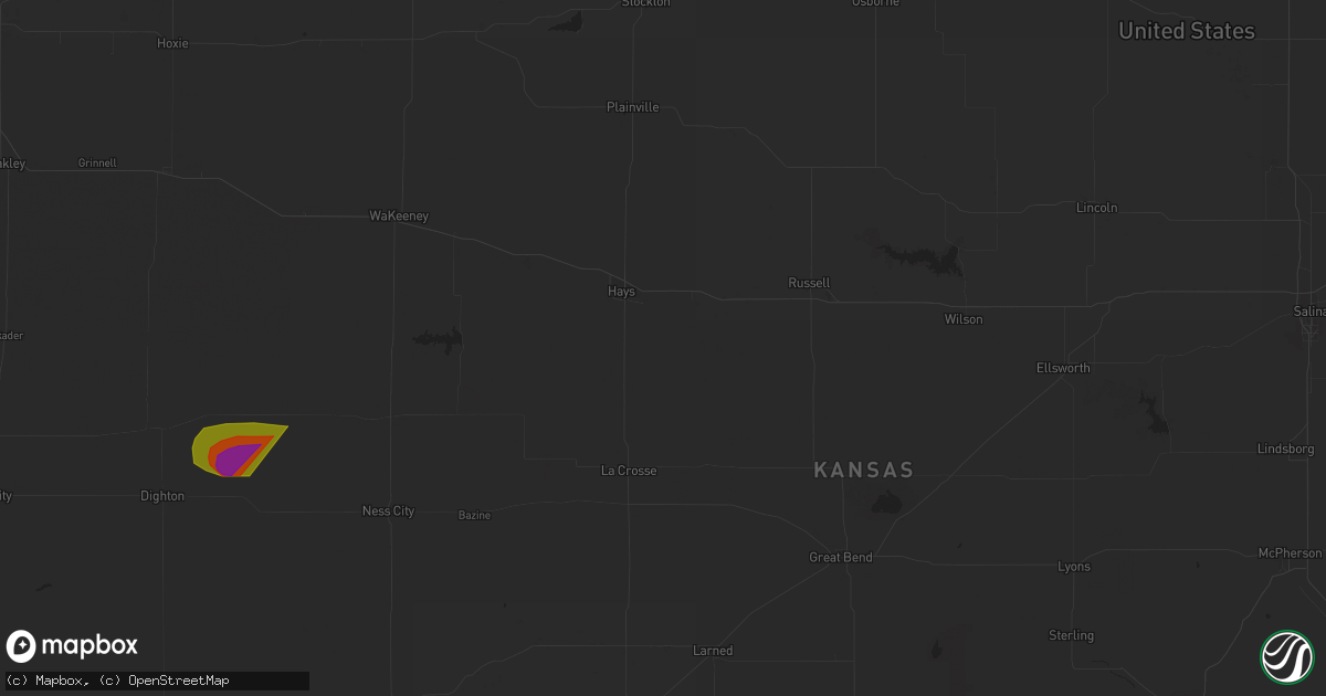 Hail map in Utica, KS on May 4, 2023