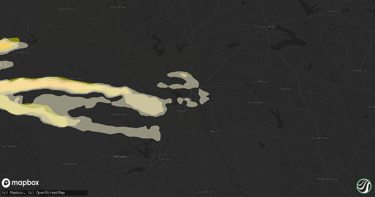 Hail map in Waco, TX on May 4, 2023