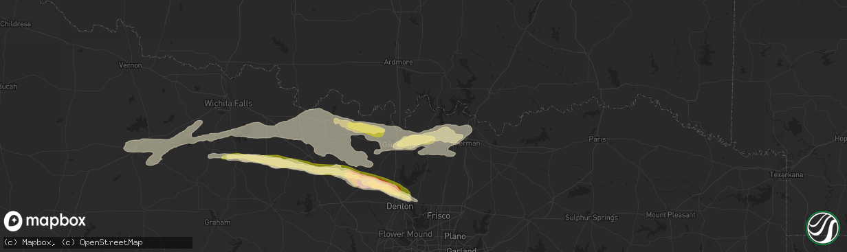Hail map in Whitesboro, TX on May 4, 2023