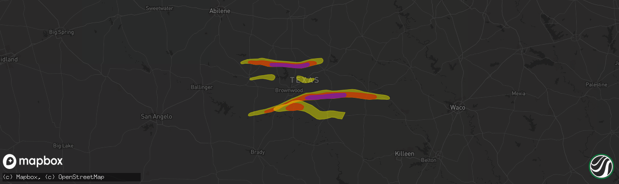 Hail map in Zephyr, TX on May 4, 2023