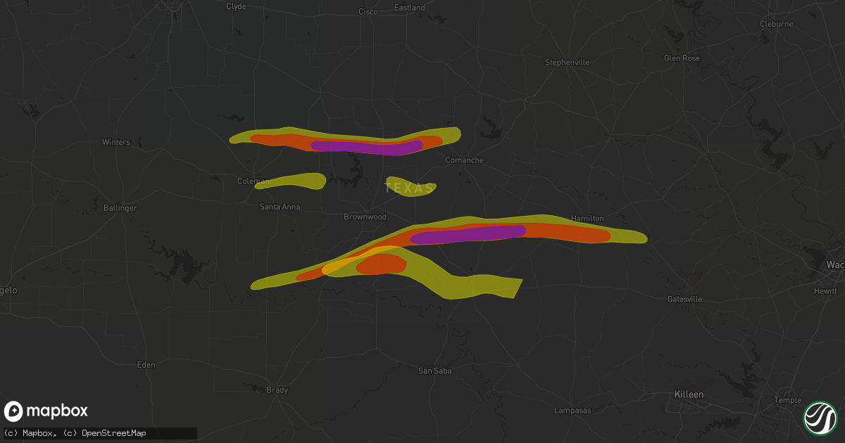 Hail map in Zephyr, TX on May 4, 2023