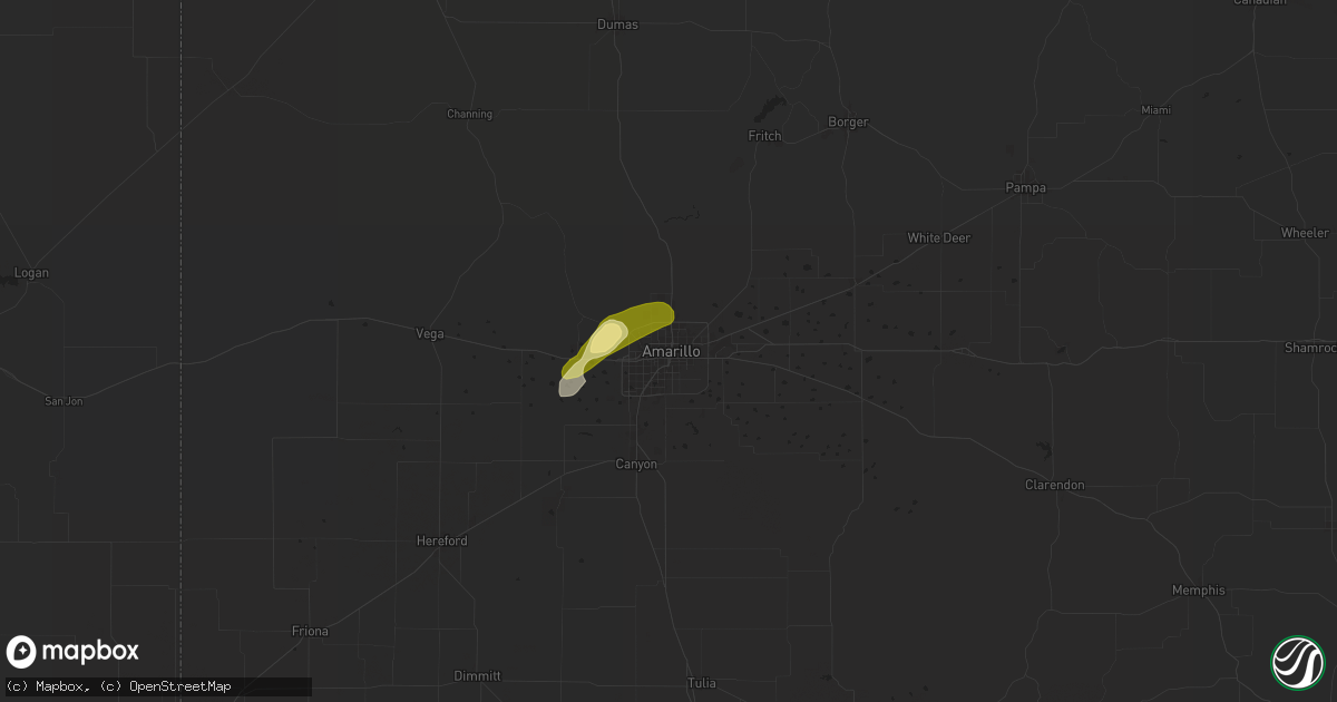 Hail map in Amarillo, TX on May 4, 2024