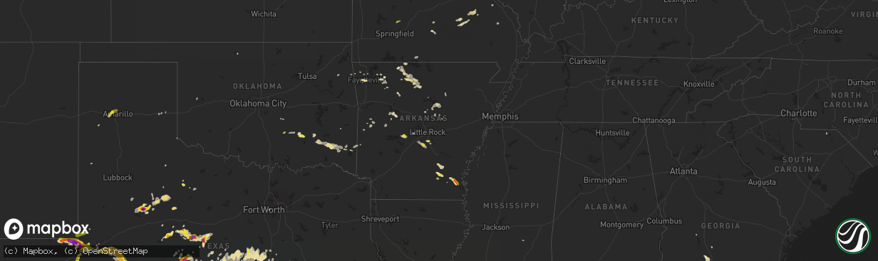 Hail map in Arkansas on May 4, 2024