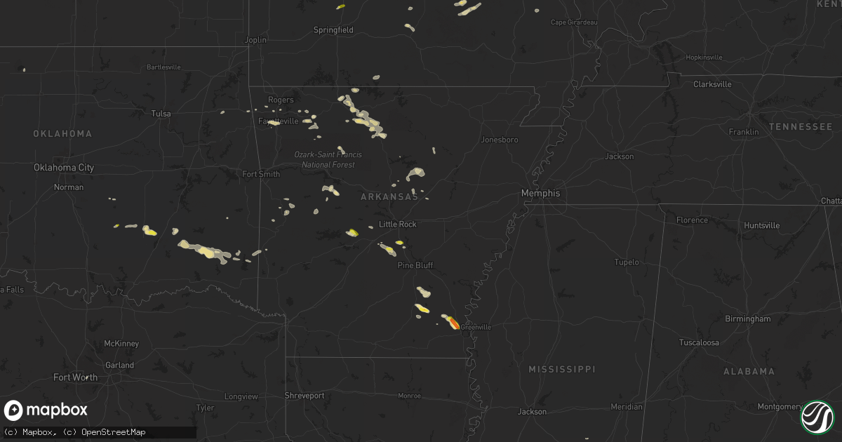Hail map in Arkansas on May 4, 2024