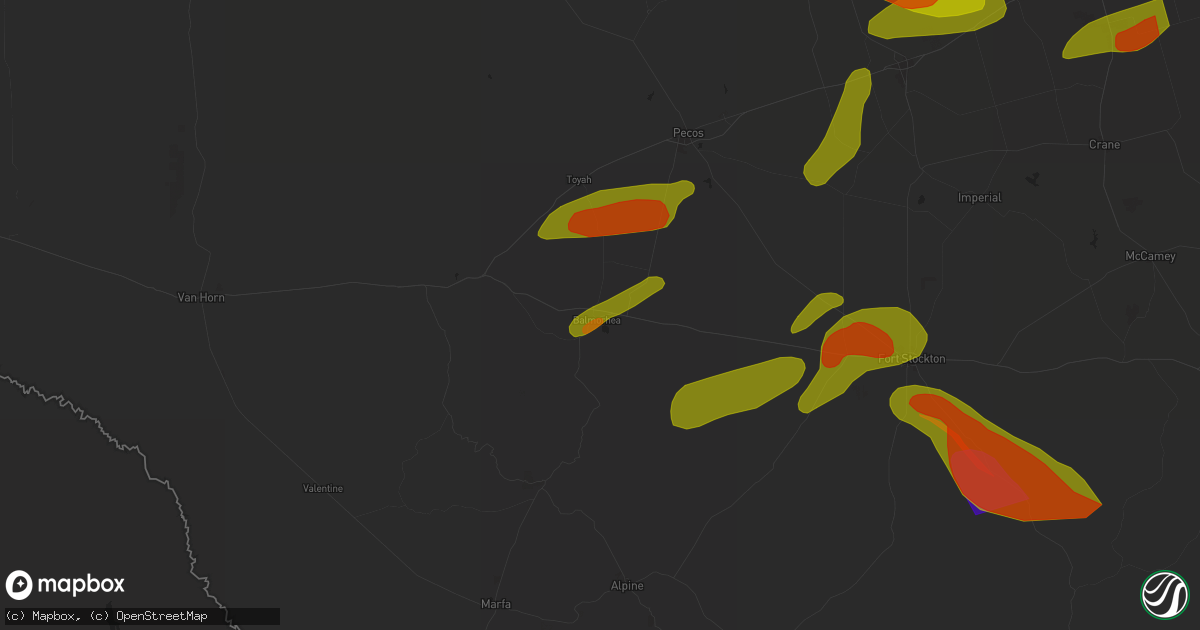 Hail map in Balmorhea, TX on May 4, 2024