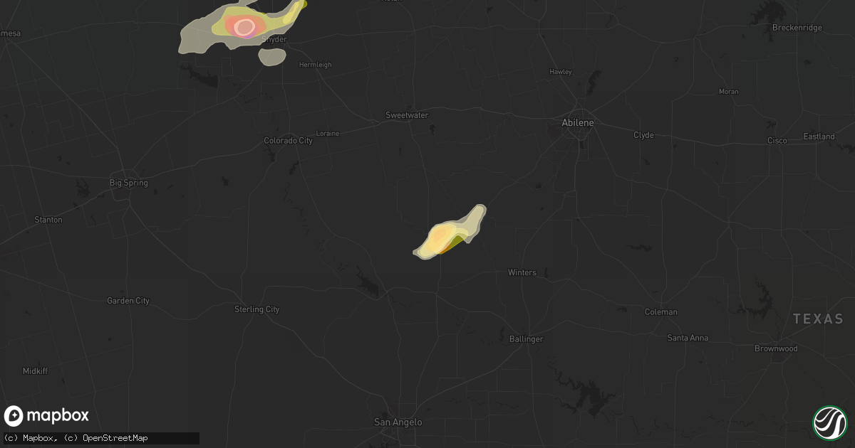 Hail map in Blackwell, TX on May 4, 2024