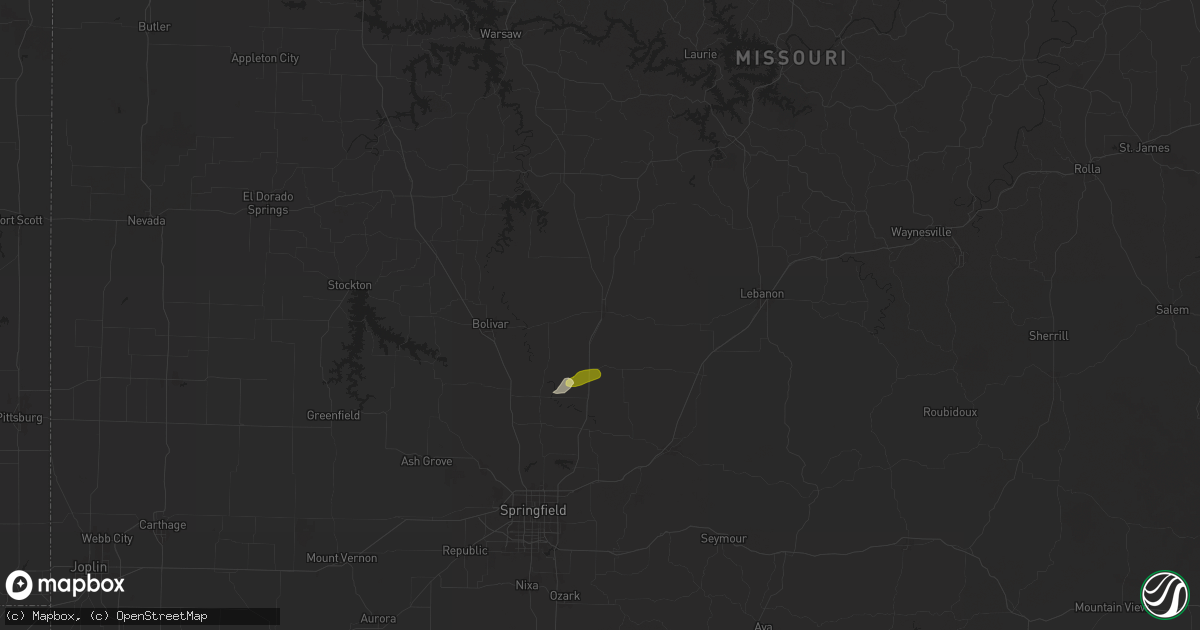 Hail map in Buffalo, MO on May 4, 2024