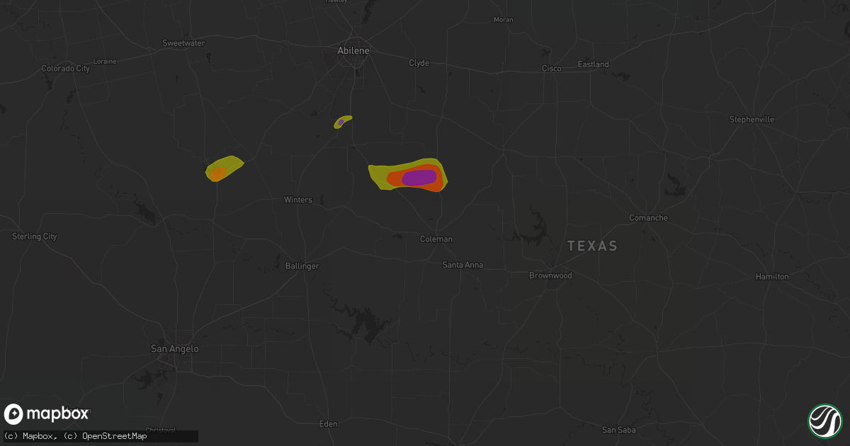 Hail map in Coleman, TX on May 4, 2024