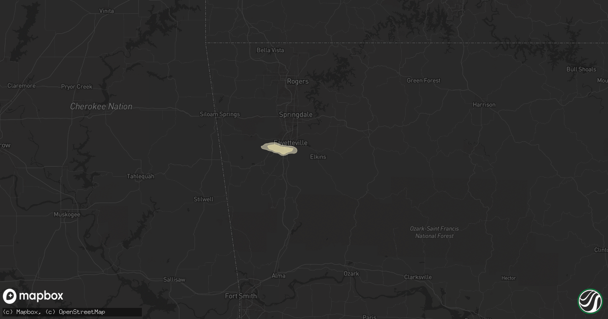 Hail map in Fayetteville, AR on May 4, 2024