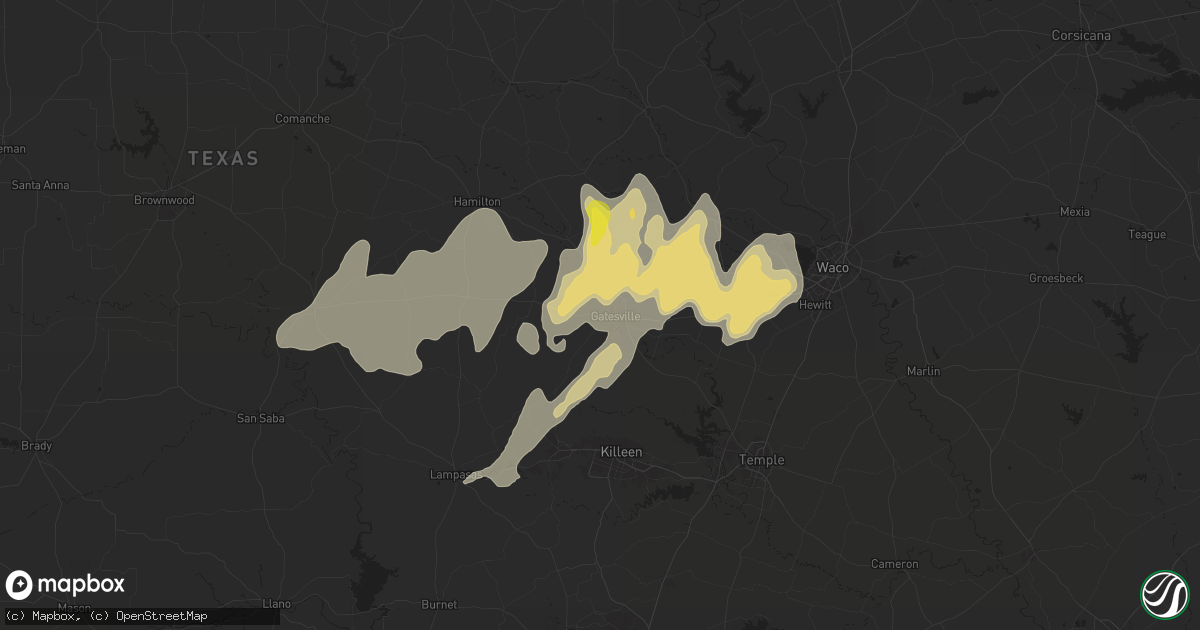 Hail map in Gatesville, TX on May 4, 2024