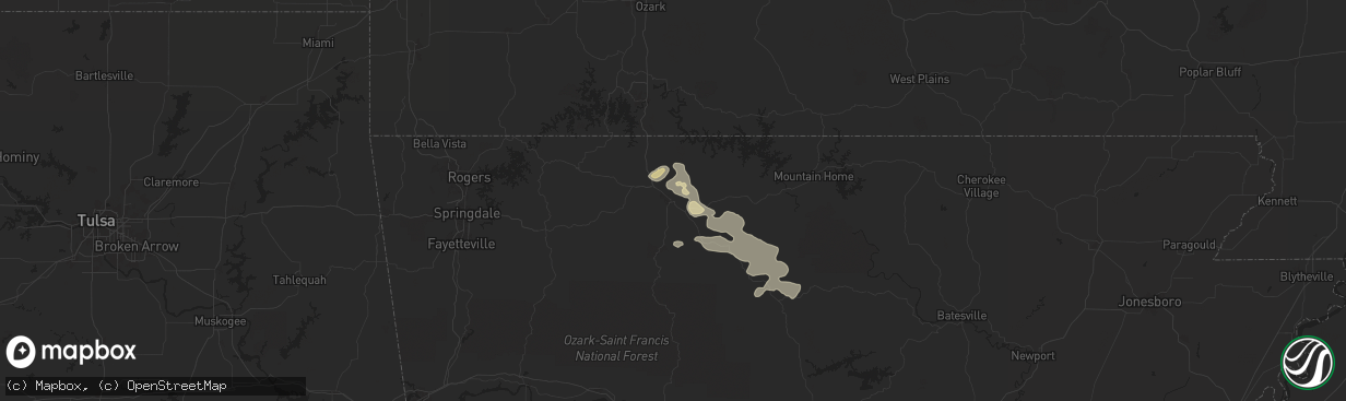 Hail map in Harrison, AR on May 4, 2024