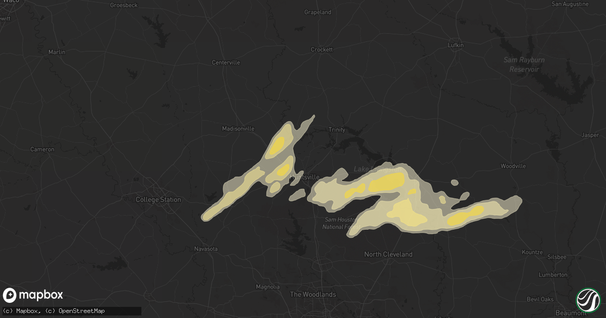 Hail map in Huntsville, TX on May 4, 2024