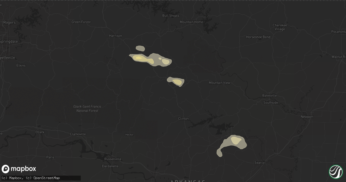 Hail map in Leslie, AR on May 4, 2024