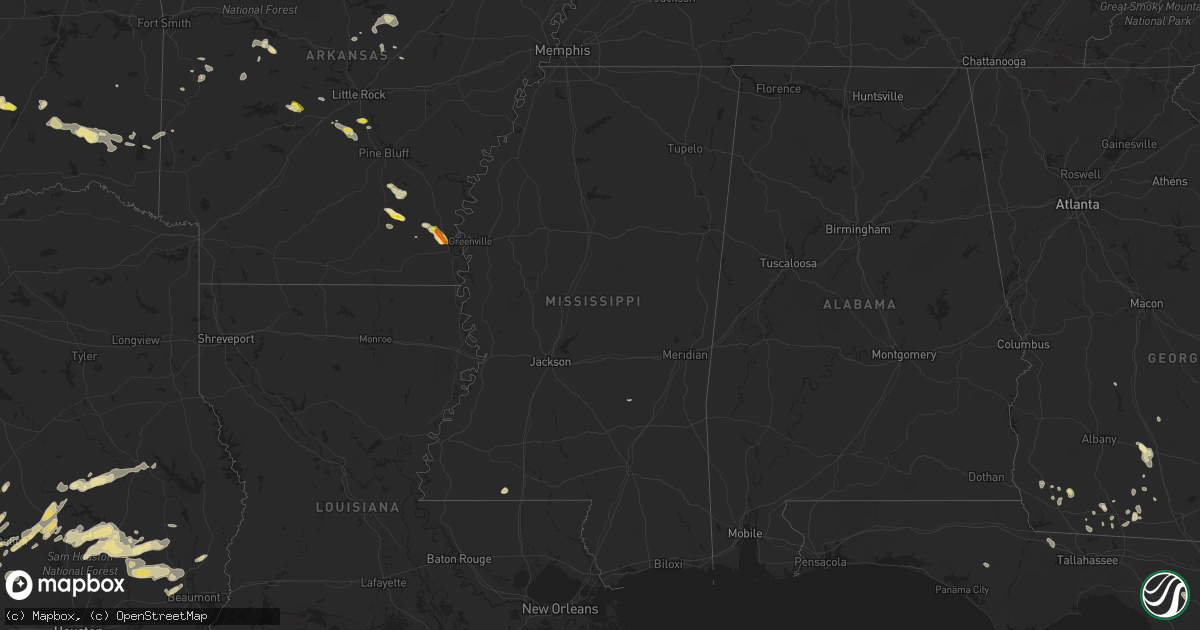 Hail map in Mississippi on May 4, 2024