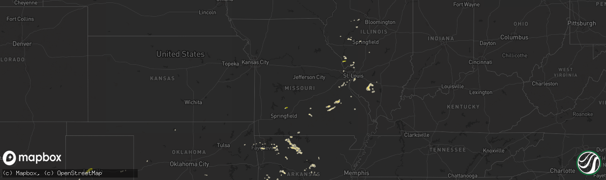 Hail map in Missouri on May 4, 2024