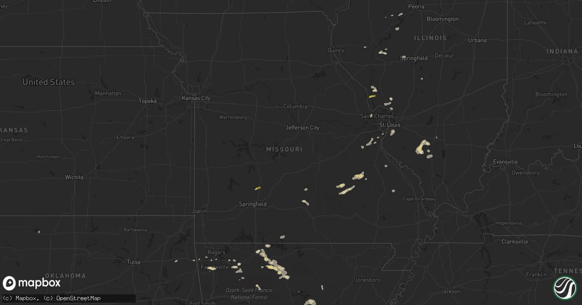 Hail map in Missouri on May 4, 2024