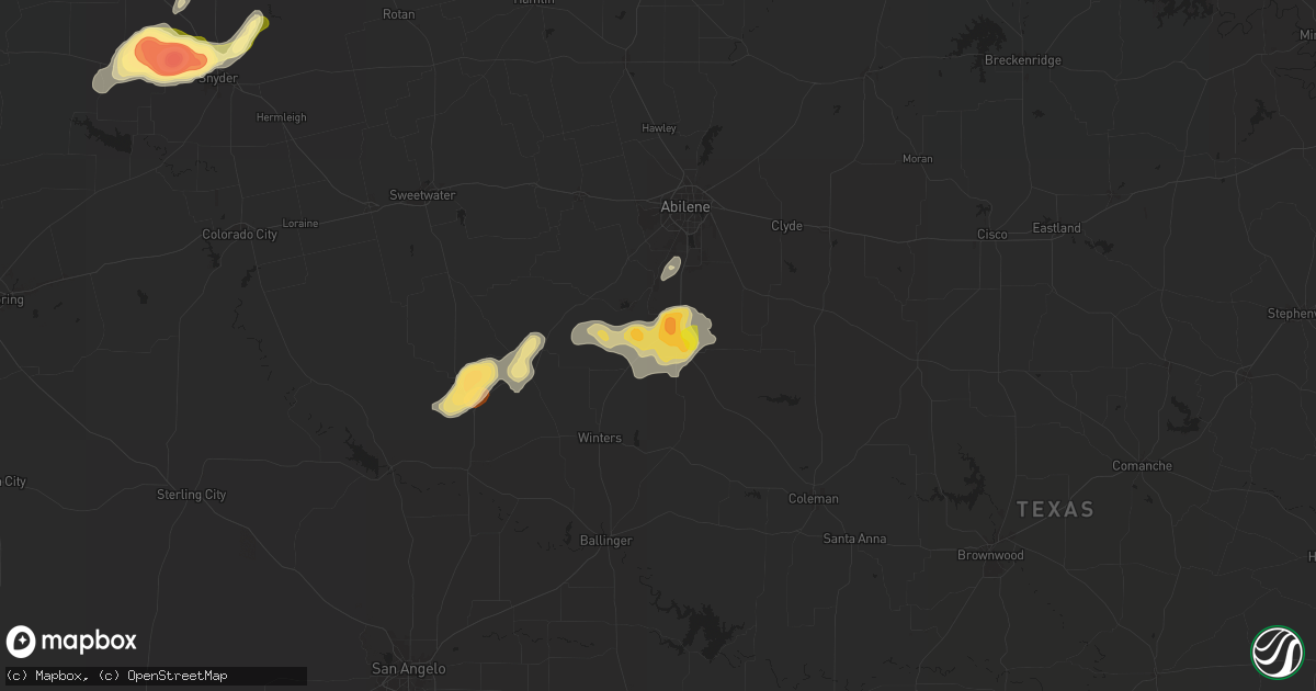 Hail map in Ovalo, TX on May 4, 2024