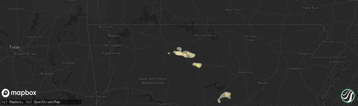 Hail map in Pindall, AR on May 4, 2024