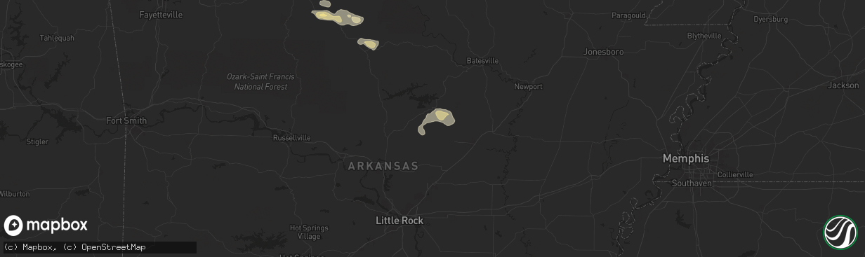 Hail map in Rose Bud, AR on May 4, 2024