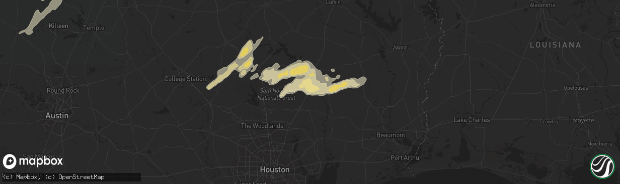 Hail map in Shepherd, TX on May 4, 2024