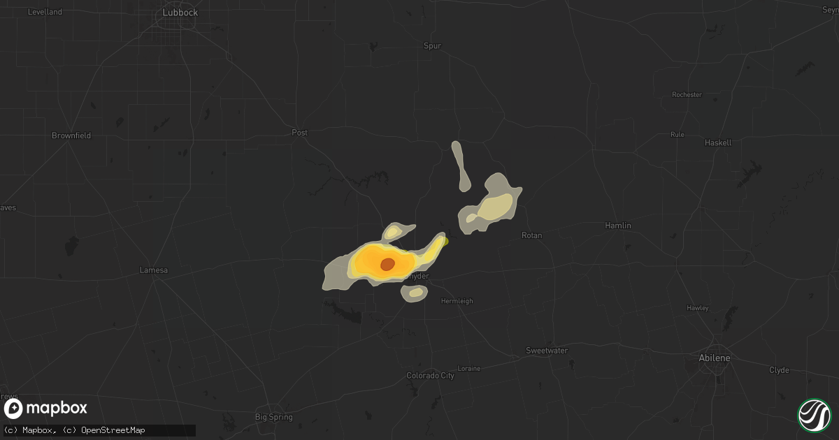 Hail map in Snyder, TX on May 4, 2024