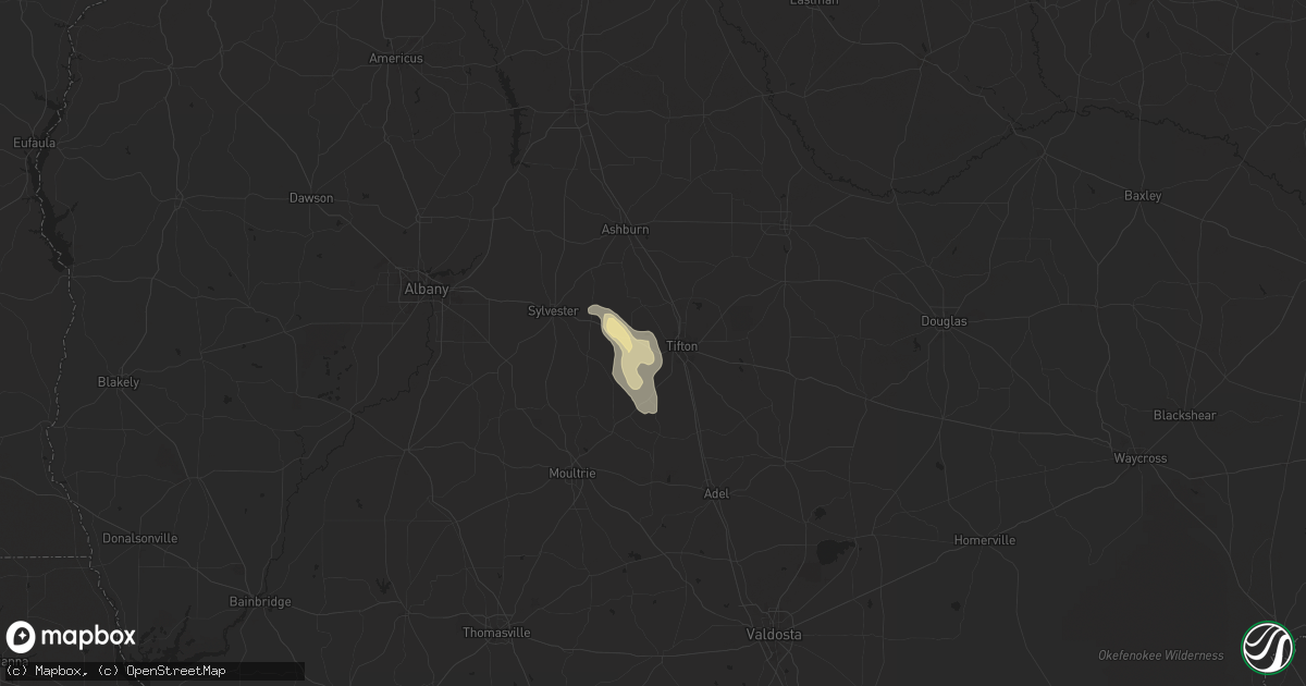 Hail map in Tifton, GA on May 4, 2024