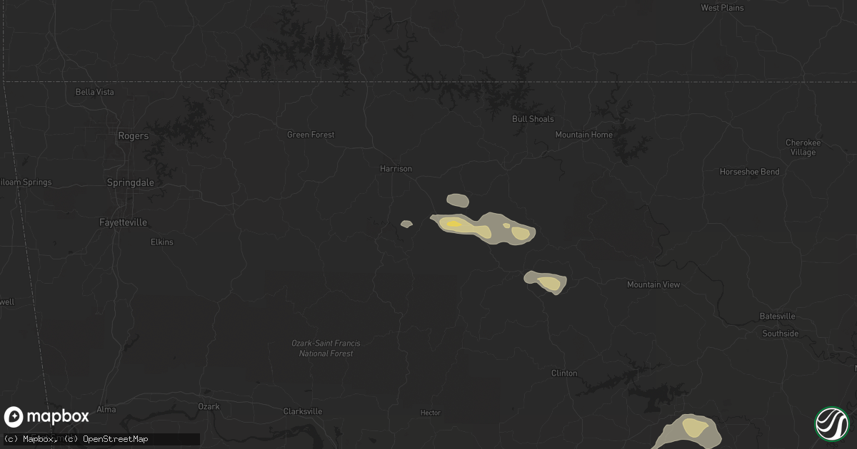 Hail map in Western Grove, AR on May 4, 2024