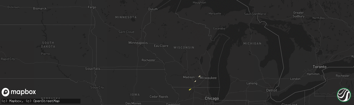 Hail map in Wisconsin on May 4, 2024