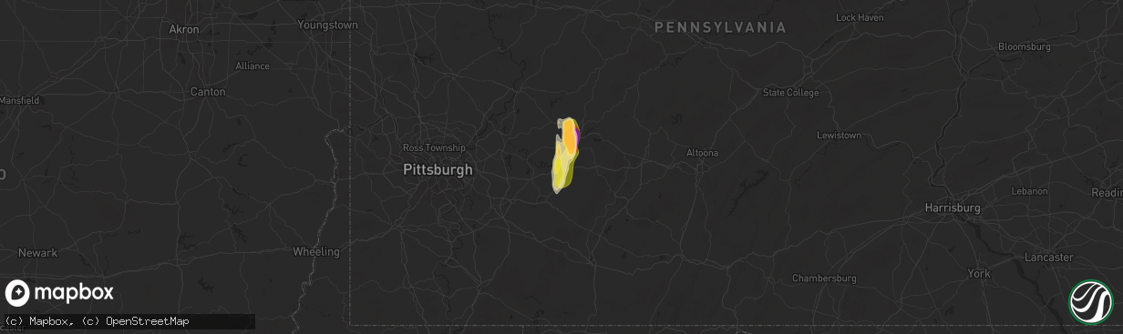Hail map in Blairsville, PA on May 4, 2025