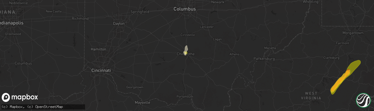 Hail map in Chillicothe, OH on May 4, 2025