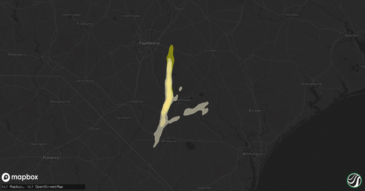 Hail map in Elizabethtown, NC on May 4, 2025
