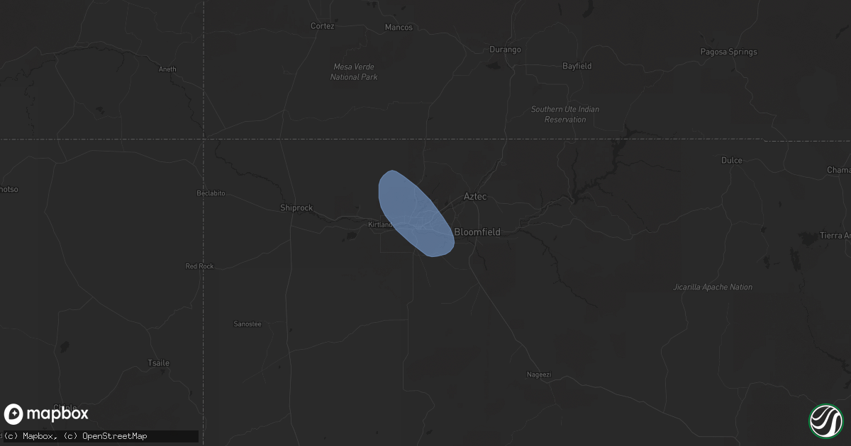 Hail map in Farmington, NM on May 4, 2025
