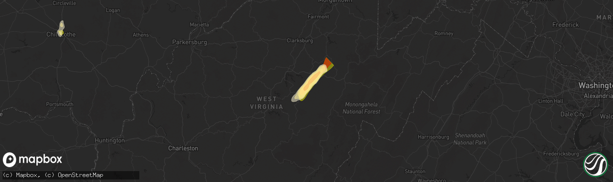 Hail map in French Creek, WV on May 4, 2025
