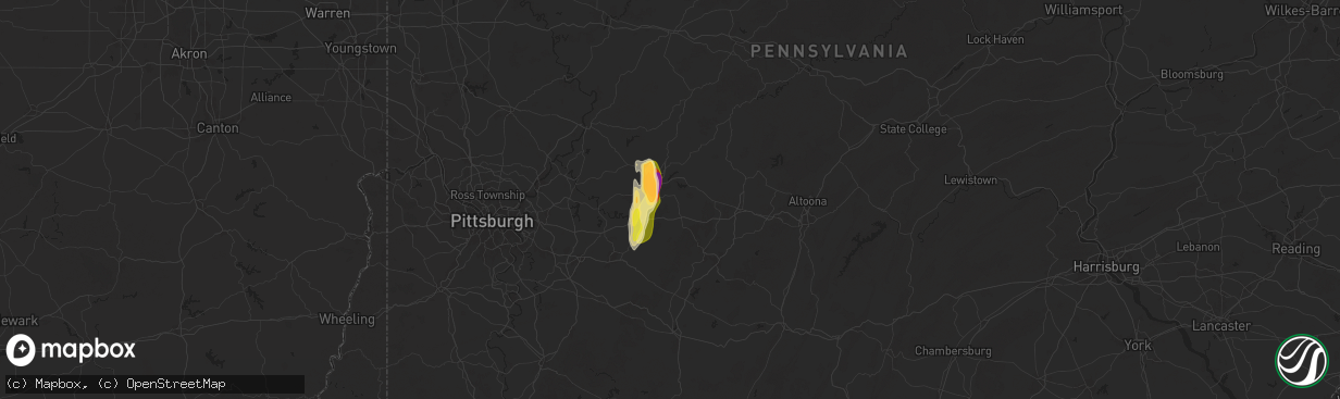 Hail map in Homer City, PA on May 4, 2025