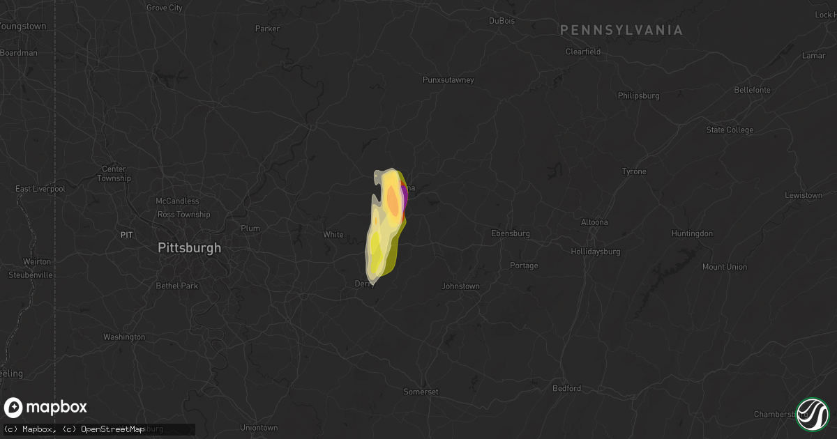 Hail map in Homer City, PA on May 4, 2025