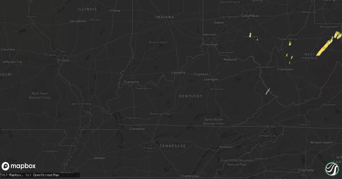Hail map in Kentucky on May 4, 2025
