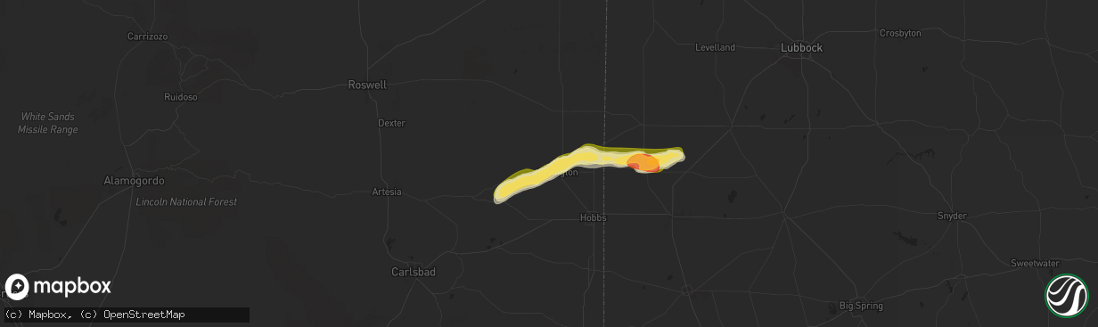 Hail map in Lovington, NM on May 4, 2025