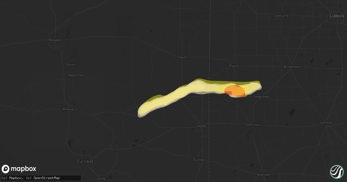 Hail map in Lovington, NM on May 4, 2025