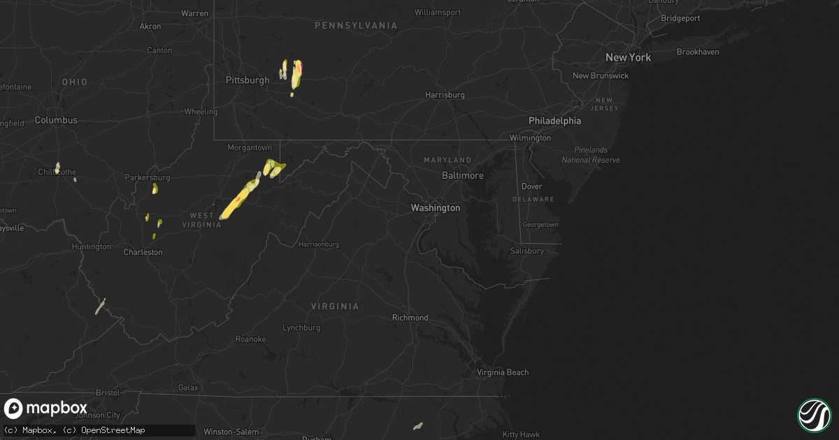Hail map in Maryland on May 4, 2025