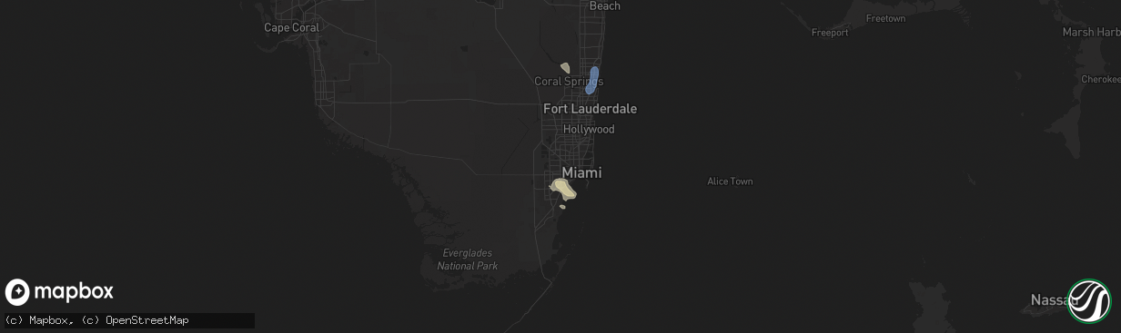 Hail map in Miami, FL on May 4, 2025