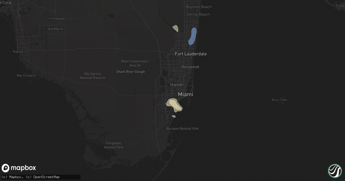 Hail map in Miami, FL on May 4, 2025