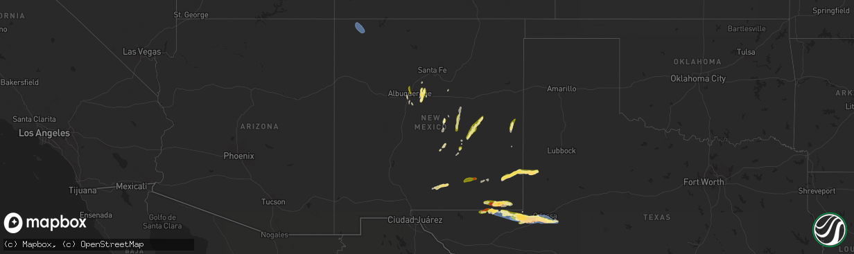 Hail map in New Mexico on May 4, 2025