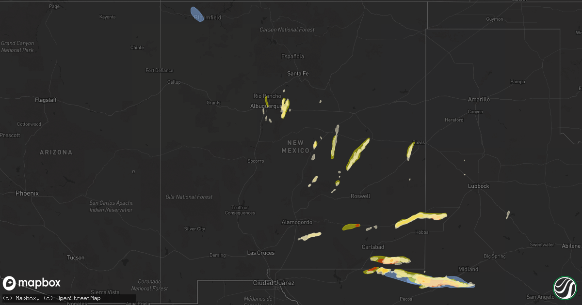 Hail map in New Mexico on May 4, 2025