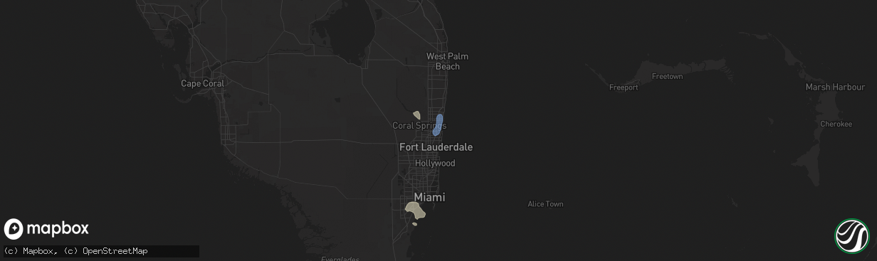 Hail map in Pompano Beach, FL on May 4, 2025