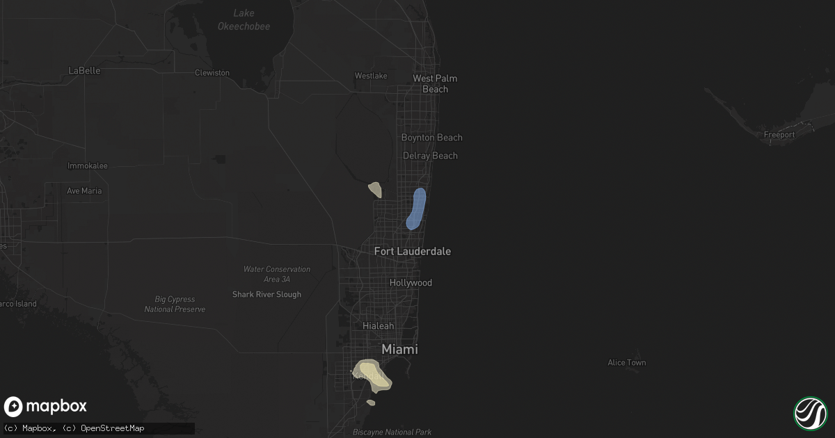 Hail map in Pompano Beach, FL on May 4, 2025